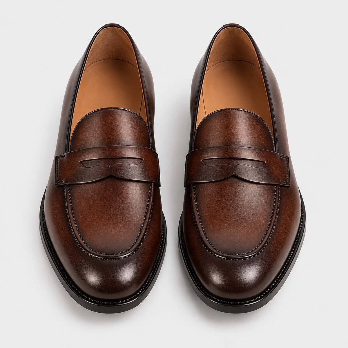 Monvaline | Men’s Penny Loafers Full-Grain Leather Formal Dress Shoes