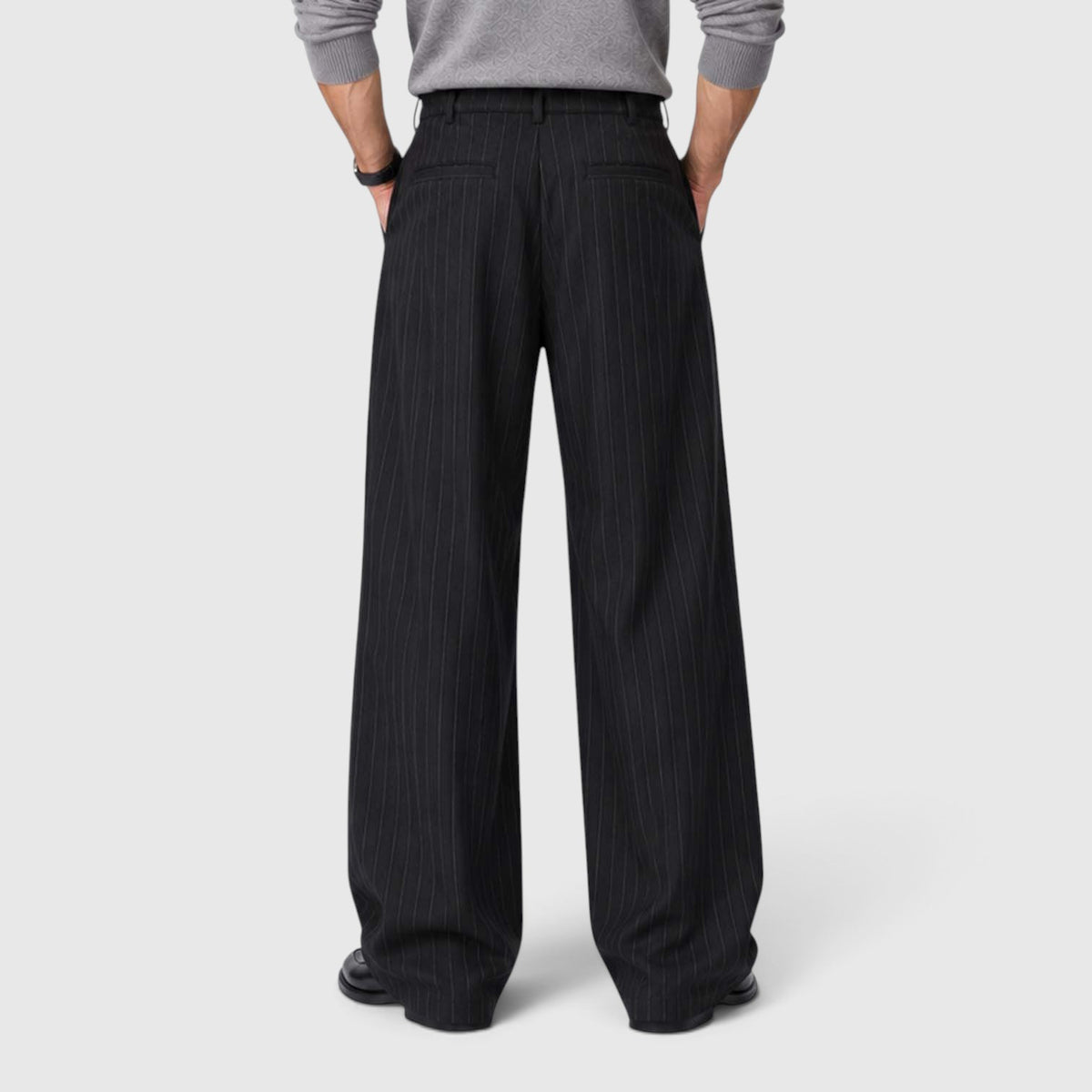 Monvaline | Men’s Pinstripe Wide Leg Trousers for Smart Casual Outfits