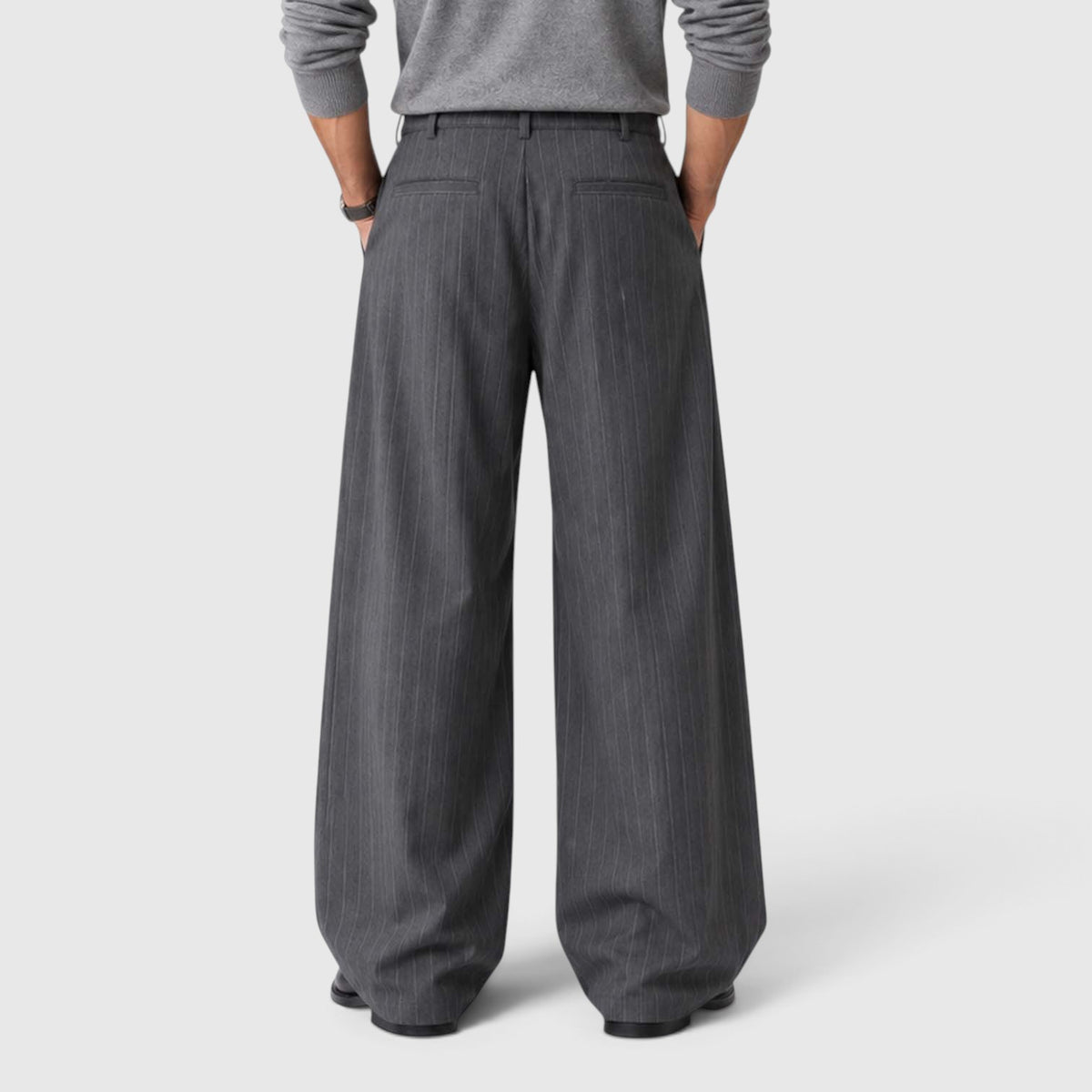 Monvaline | Men’s Pinstripe Wide Leg Trousers for Smart Casual Outfits