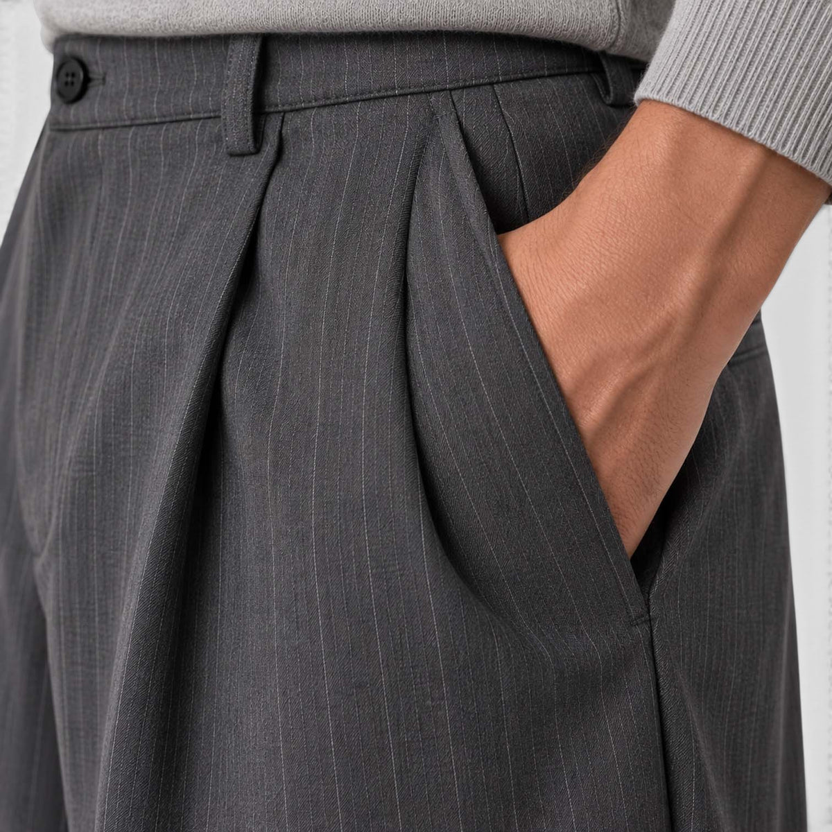 Monvaline | Men’s Pinstripe Wide Leg Trousers for Smart Casual Outfits