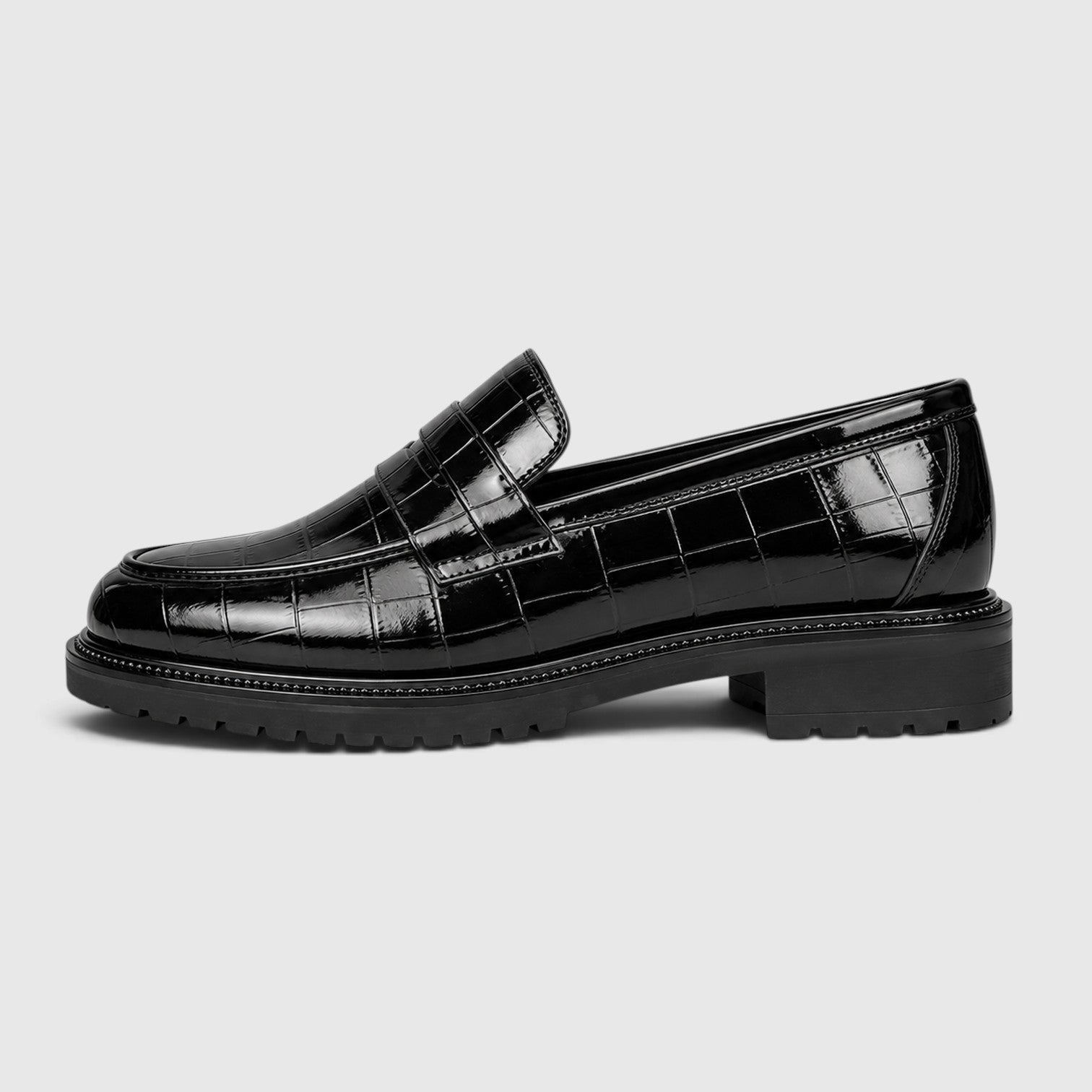 Monvaline | Men’s Platform Loafers - PU Leather Slip-On Shoes for Casual Wear