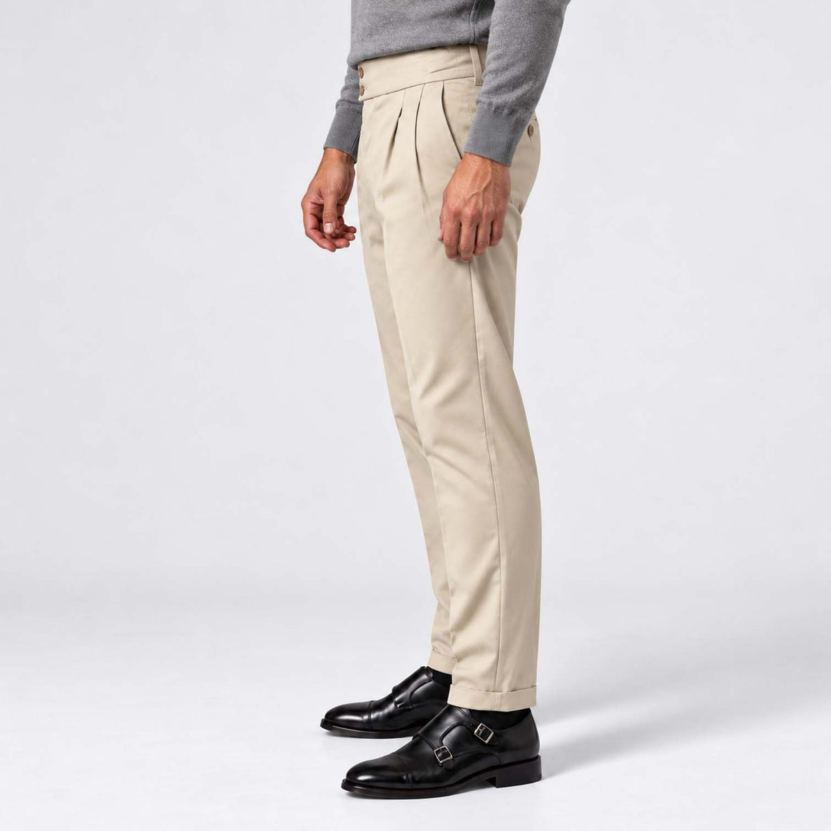 Monvaline | Men's Pleated Tailored Trousers Regular Fit Stretch