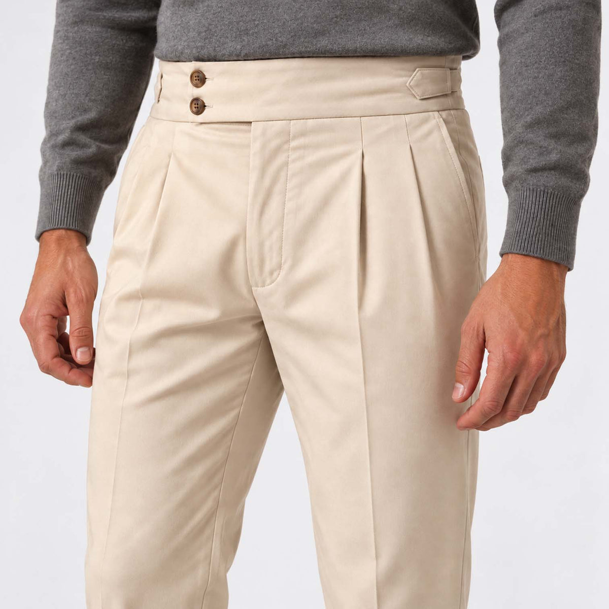 Monvaline | Men's Pleated Tailored Trousers Regular Fit Stretch