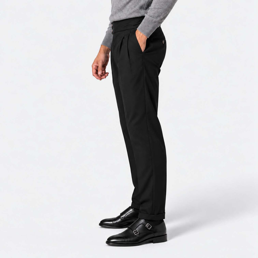 Monvaline | Men's Pleated Tailored Trousers Regular Fit Stretch