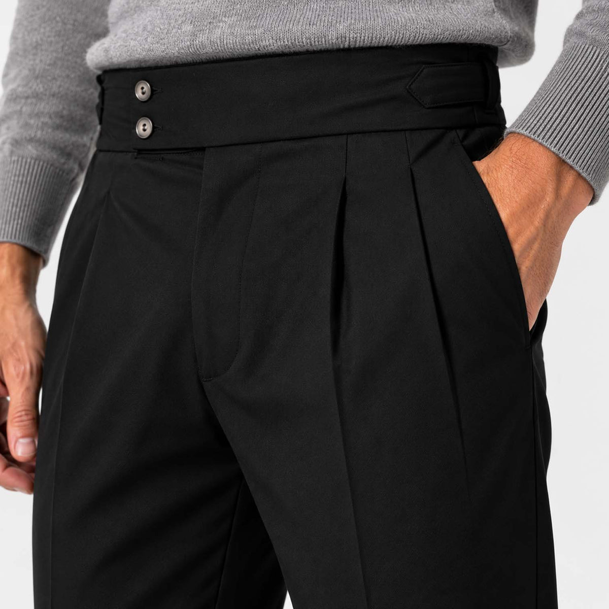 Monvaline | Men's Pleated Tailored Trousers Regular Fit Stretch