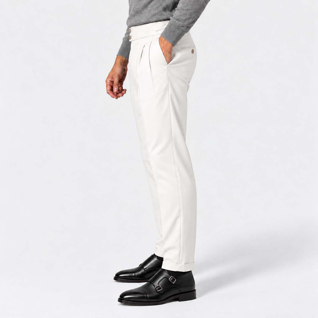 Monvaline | Men's Pleated Tailored Trousers Regular Fit Stretch