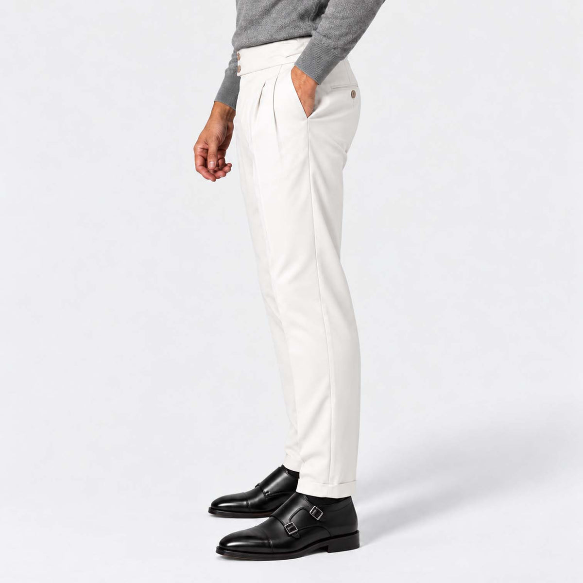 Monvaline | Men's Pleated Tailored Trousers Regular Fit Stretch