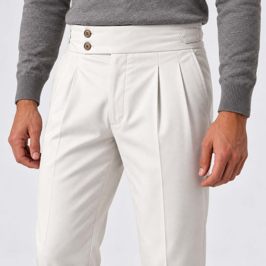 Monvaline | Men's Pleated Tailored Trousers Regular Fit Stretch