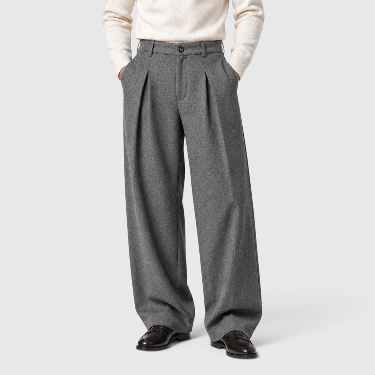 Monvaline | Men’s Pleated Dress Pants – Wide Leg Tailored Fit