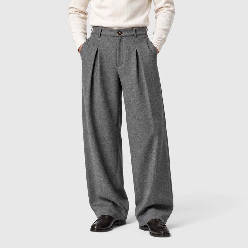 Monvaline | Men’s Pleated Dress Pants – Wide Leg Tailored Fit