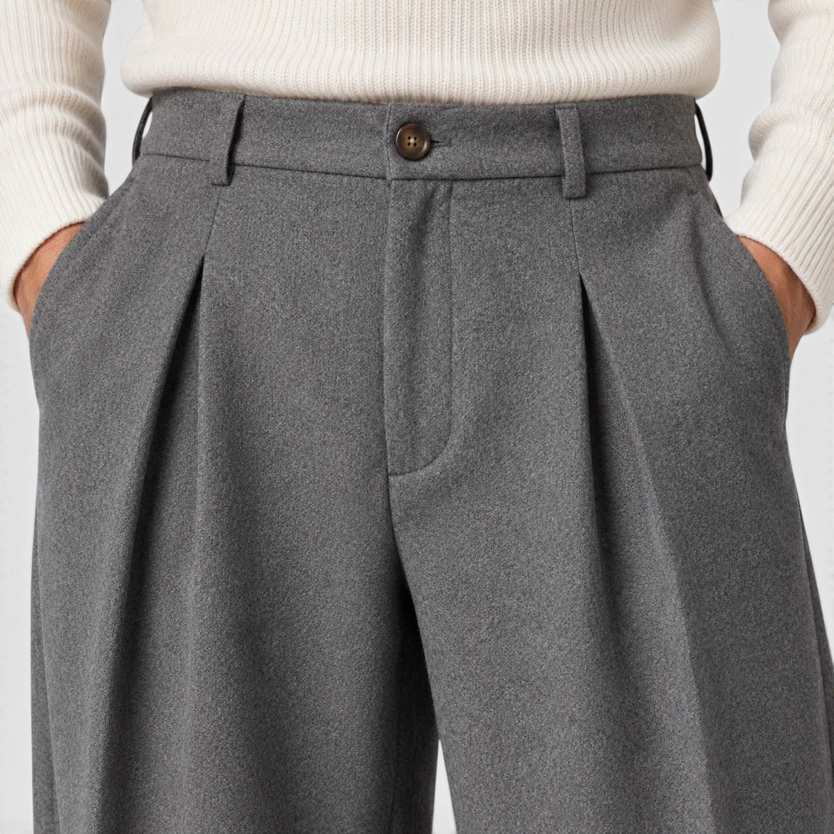 Monvaline | Men’s Pleated Dress Pants – Wide Leg Tailored Fit