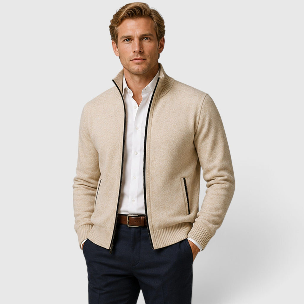 Monvaline | Men’s Premium Knit Zip Cardigan for Timeless Smart Casual Style