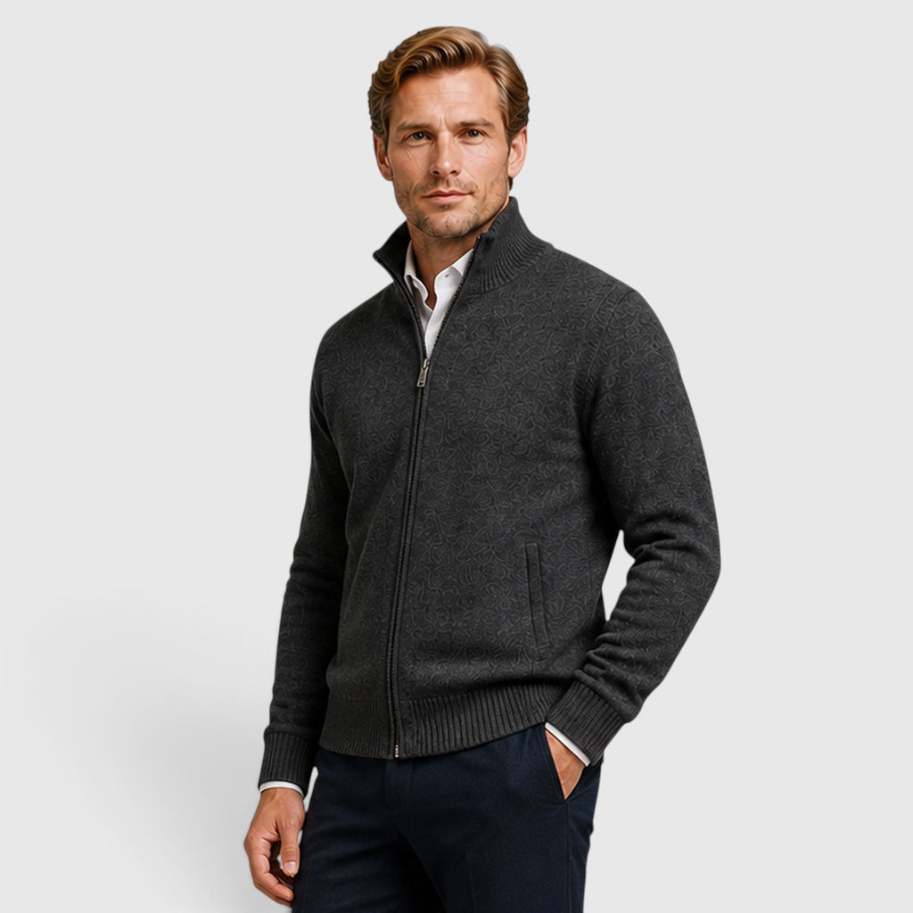 Monvaline | Men’s Premium Knit Zip Cardigan for Timeless Smart Casual Style