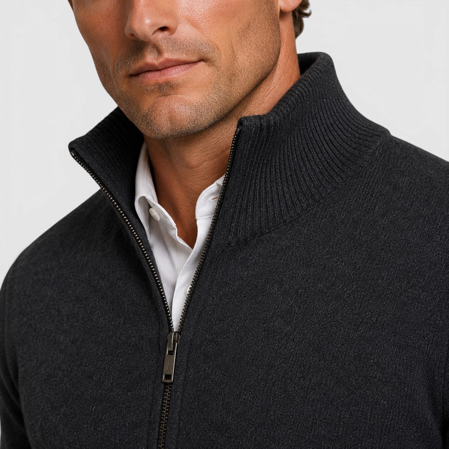 Monvaline | Men’s Premium Knit Zip Cardigan for Timeless Smart Casual Style