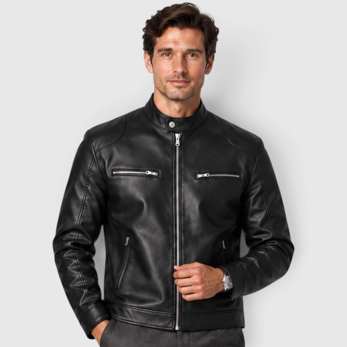 Monvaline | Men’s Leather Jacket - Classic Style for Autumn Winter