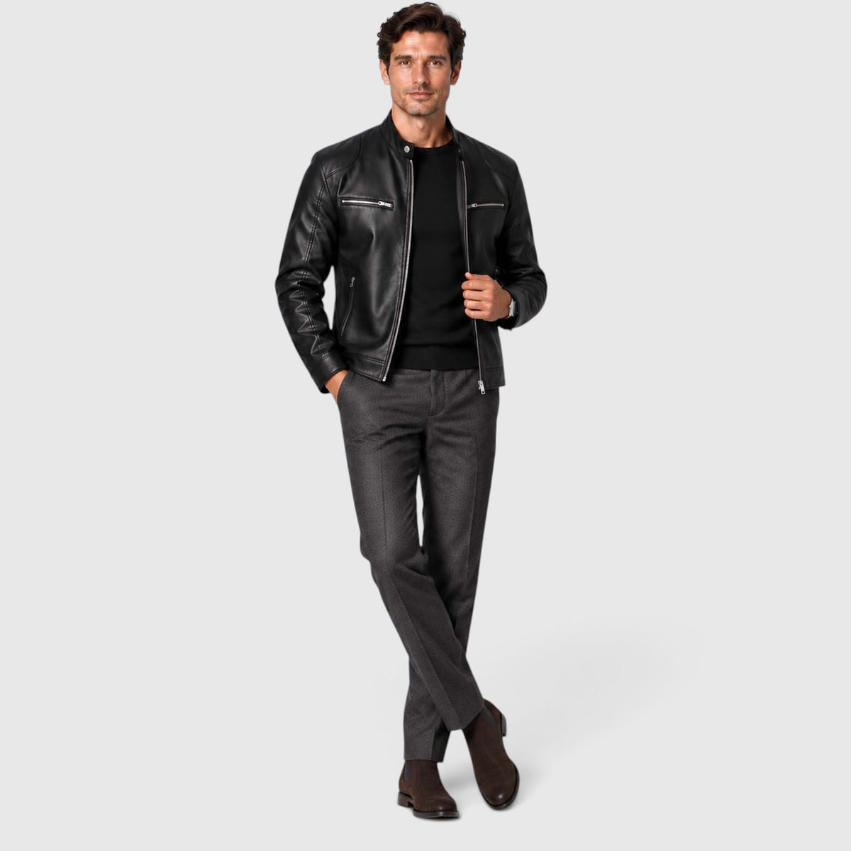Monvaline | Men’s Leather Jacket - Classic Style for Autumn Winter