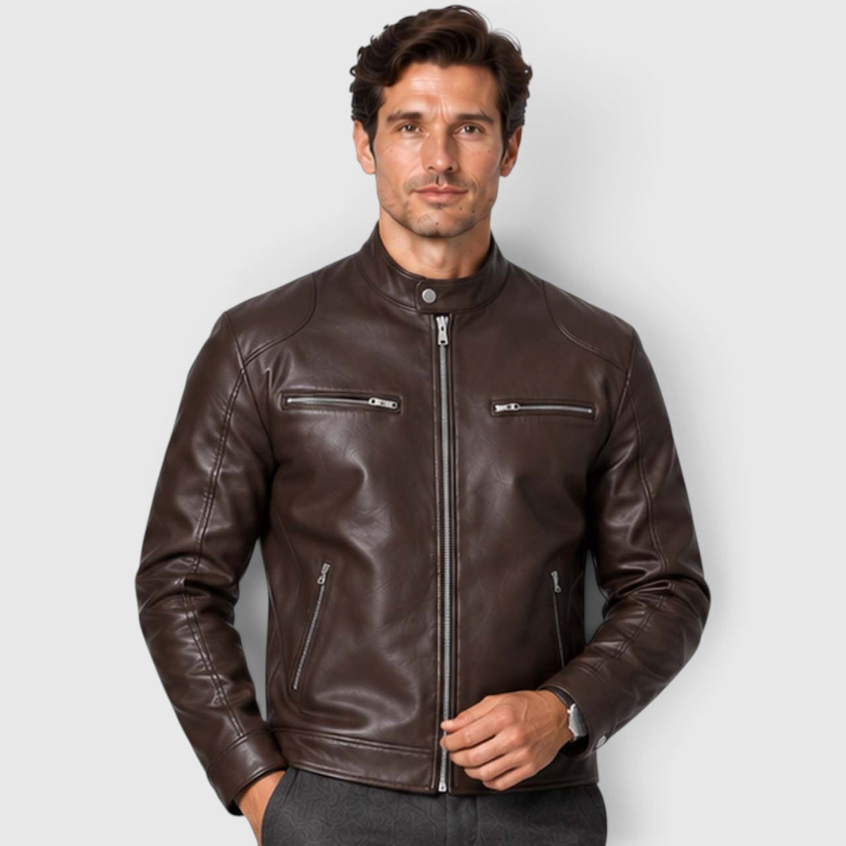 Monvaline | Men’s Leather Jacket - Classic Style for Autumn Winter