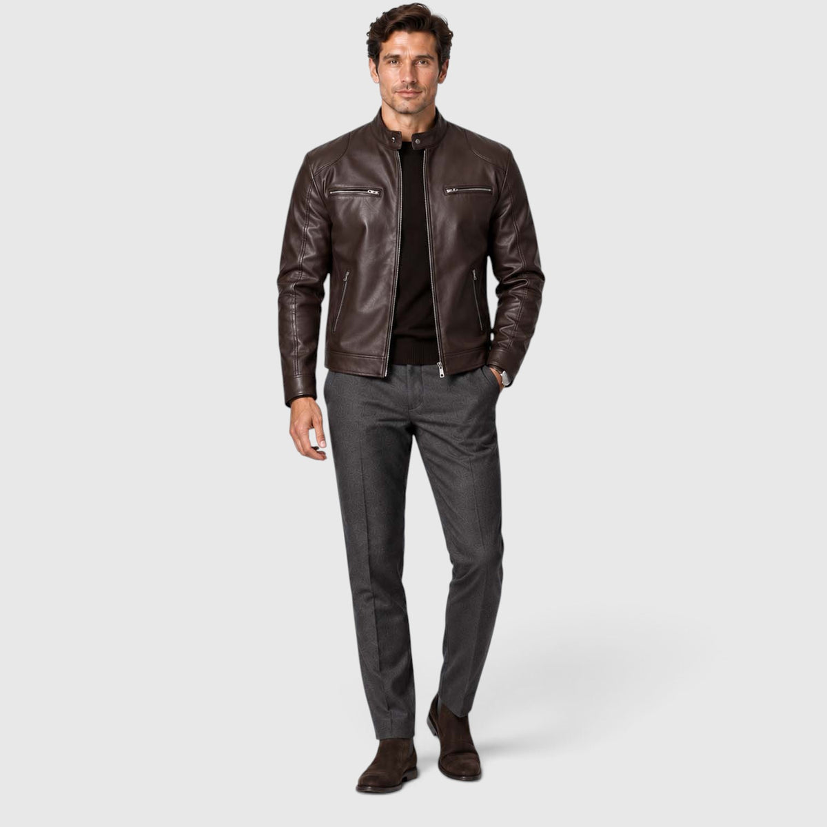 Monvaline | Men’s Leather Jacket - Classic Style for Autumn Winter