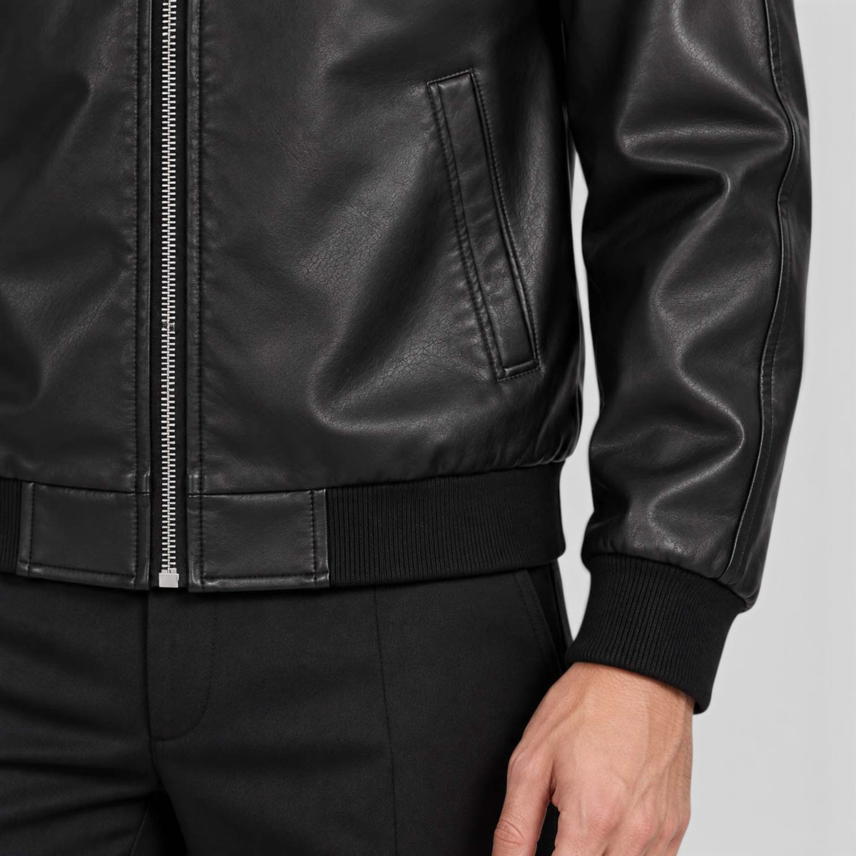 Monvaline | Men’s Leather Jacket with Classic Stand Collar