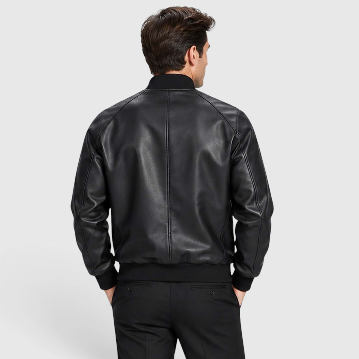 Monvaline | Men’s Leather Jacket with Classic Stand Collar