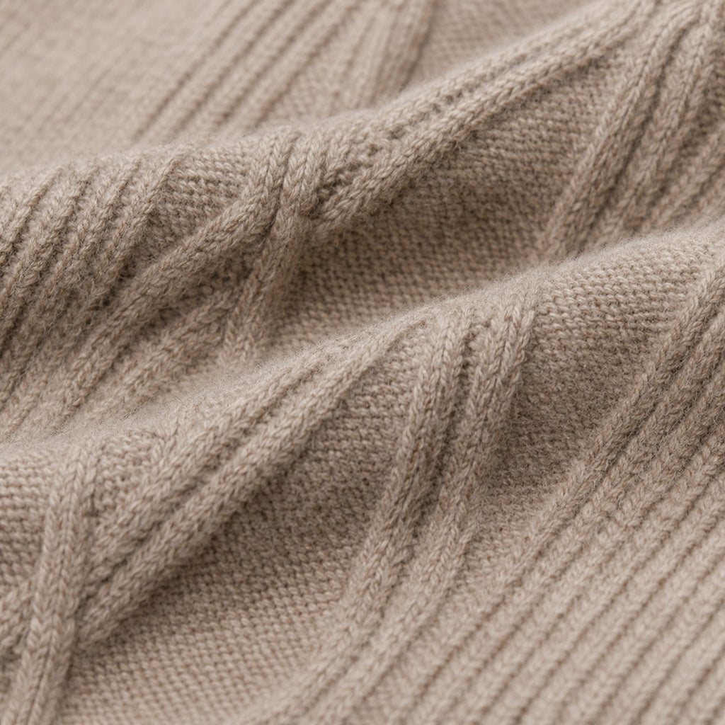 Monvaline | Men’s Pure Wool Diamond Sweater – Stand Collar Knit