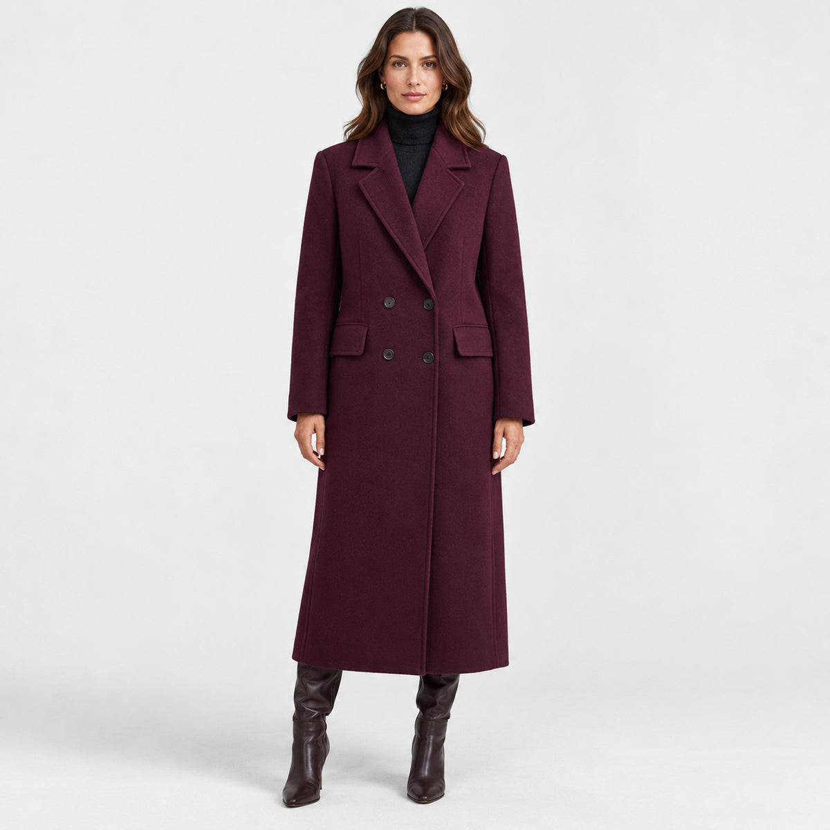 Monvaline | Women's Long Wool Blend Tailored Winter Coat