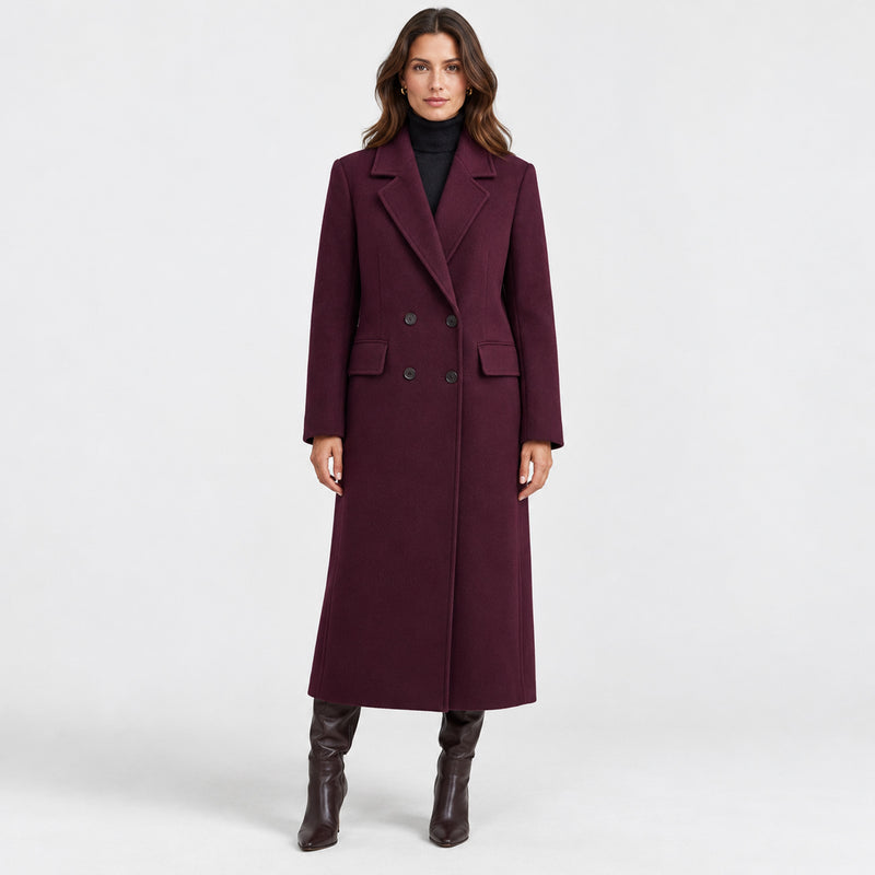 Monvaline | Women's Long Wool Blend Tailored Winter Coat