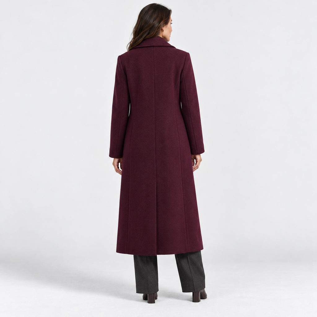 Monvaline | Women's Long Wool Blend Tailored Winter Coat