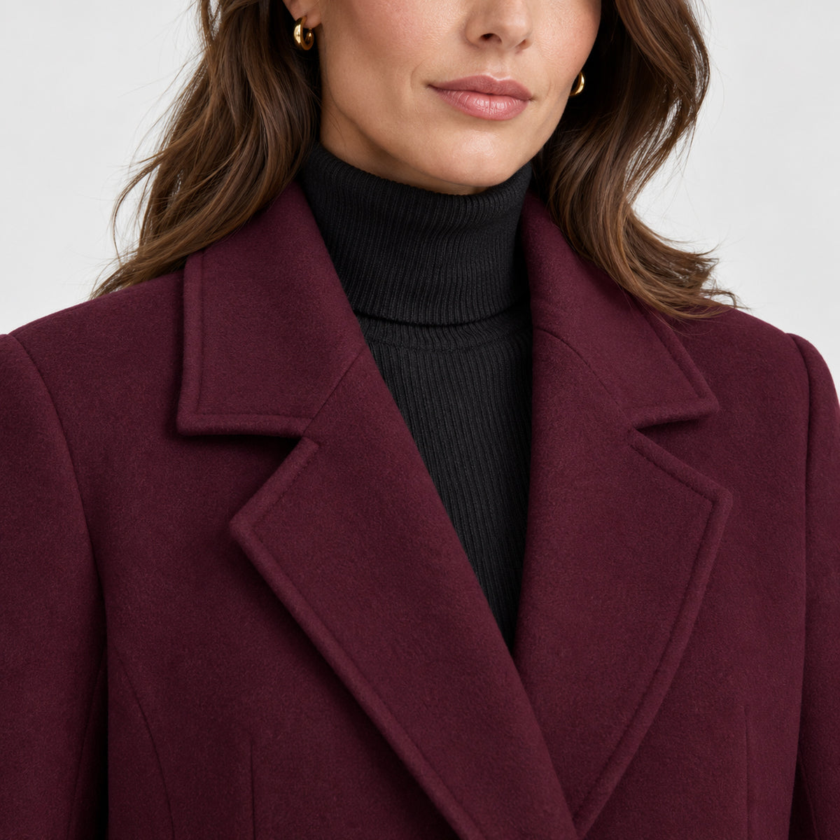 Monvaline | Women's Long Wool Blend Tailored Winter Coat