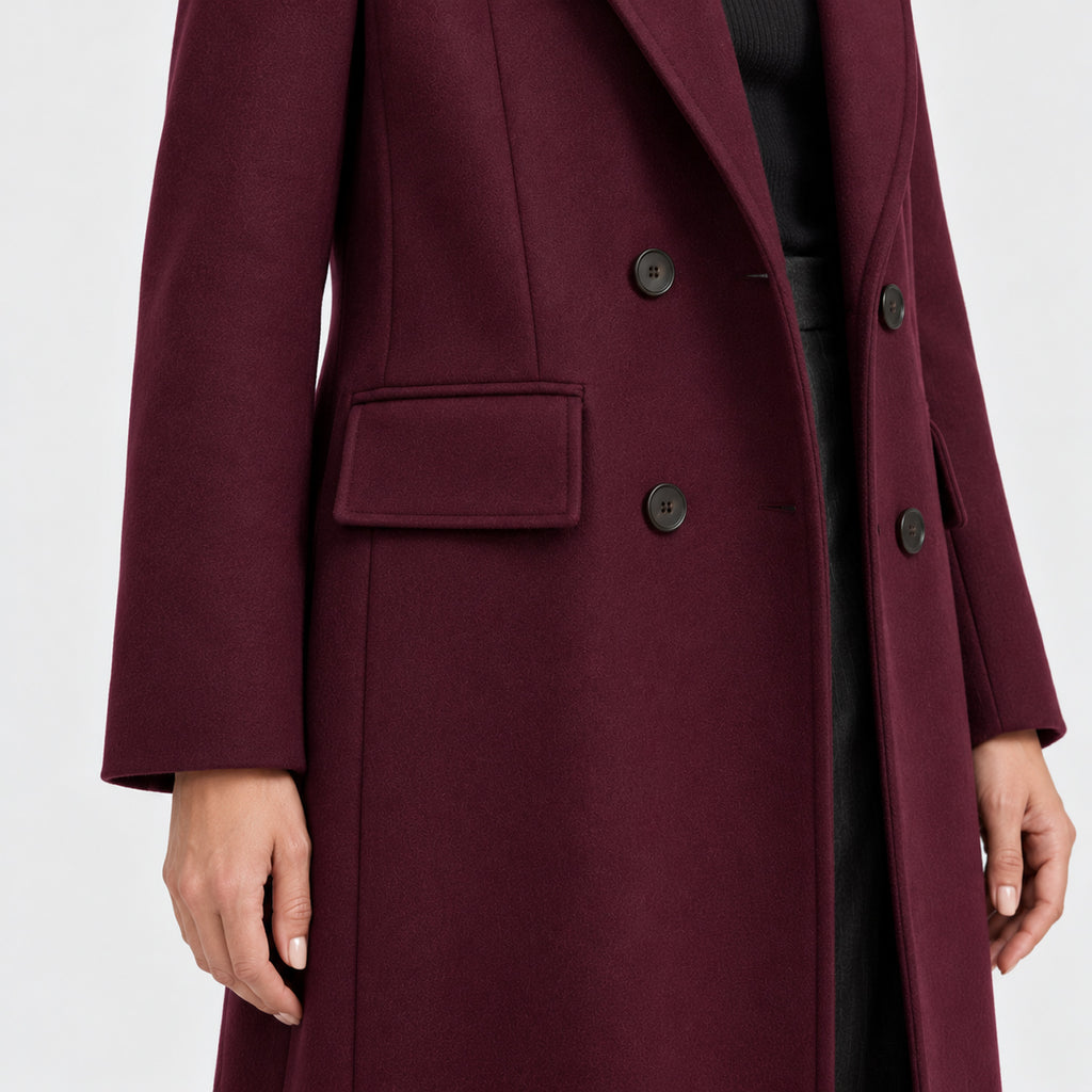 Monvaline | Women's Long Wool Blend Tailored Winter Coat