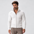 Monvaline | Men’s Ribbed Knit Zip-Up Cardigan with Stand Collar