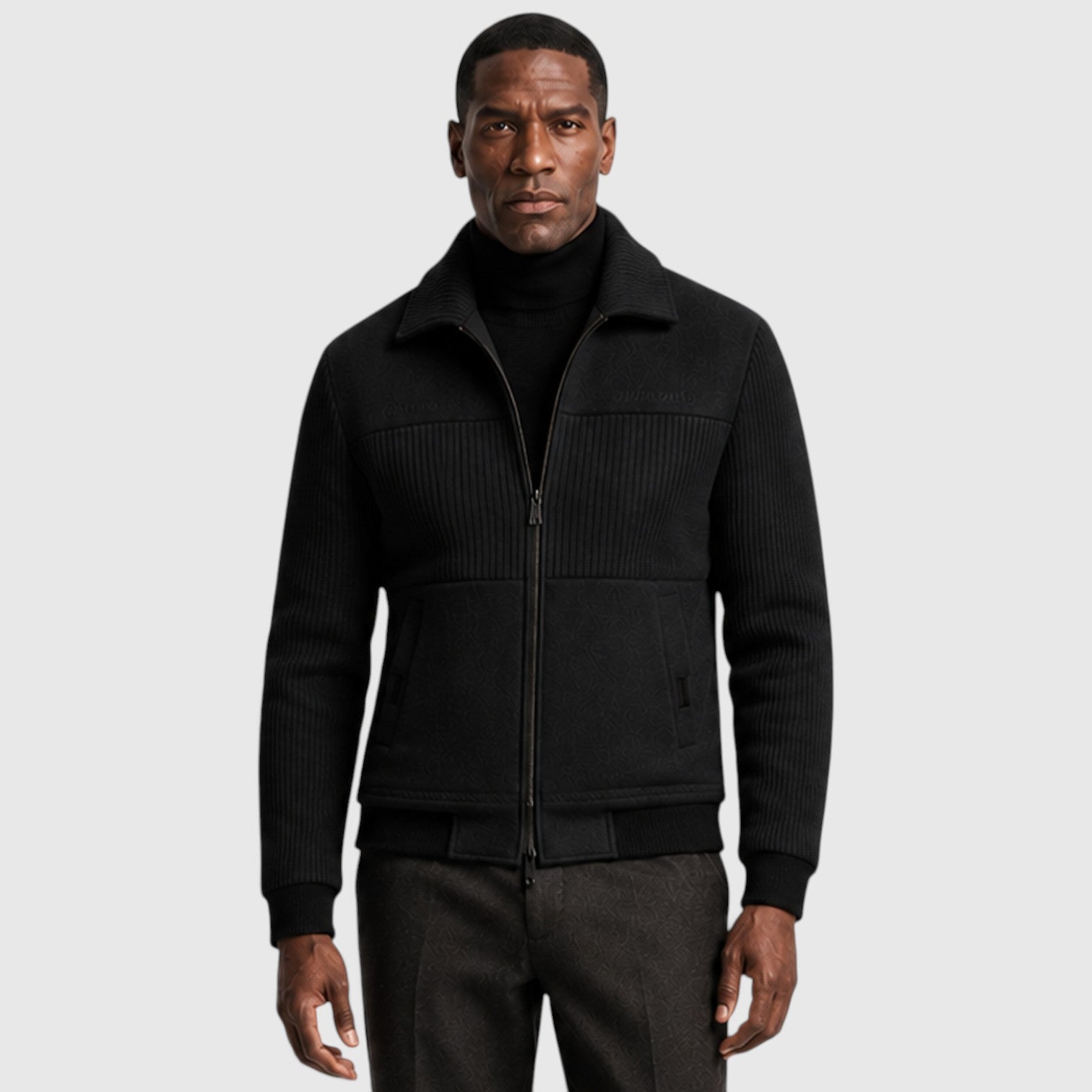 Monvaline | Men’s Ribbed Zip-Up Jacket – Warm Fleece Lined