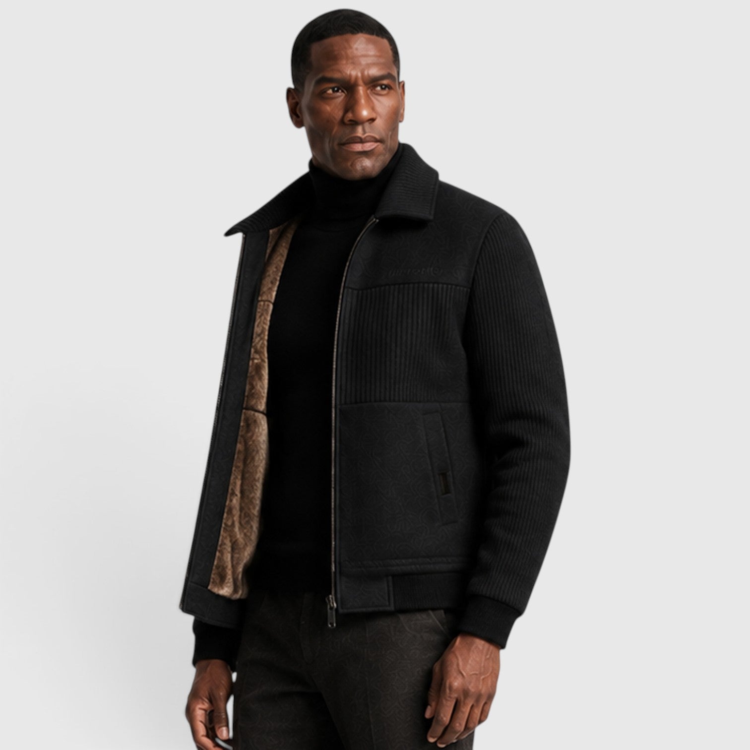 Monvaline | Men’s Ribbed Zip-Up Jacket – Warm Fleece Lined