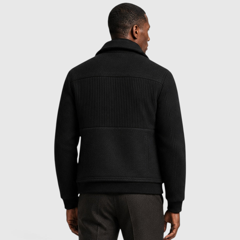Monvaline | Men’s Ribbed Zip-Up Jacket – Warm Fleece Lined
