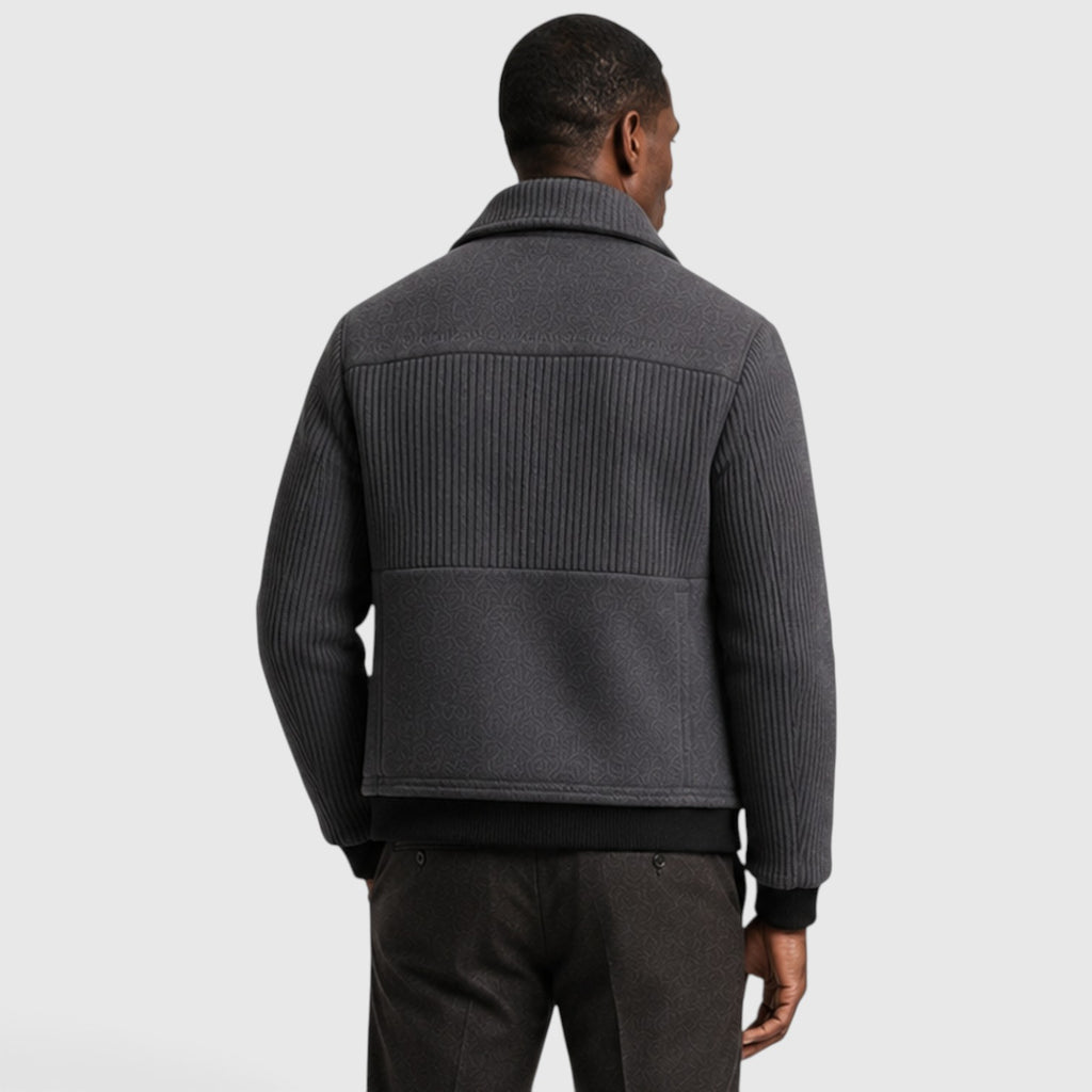 Monvaline | Men’s Ribbed Zip-Up Jacket – Warm Fleece Lined