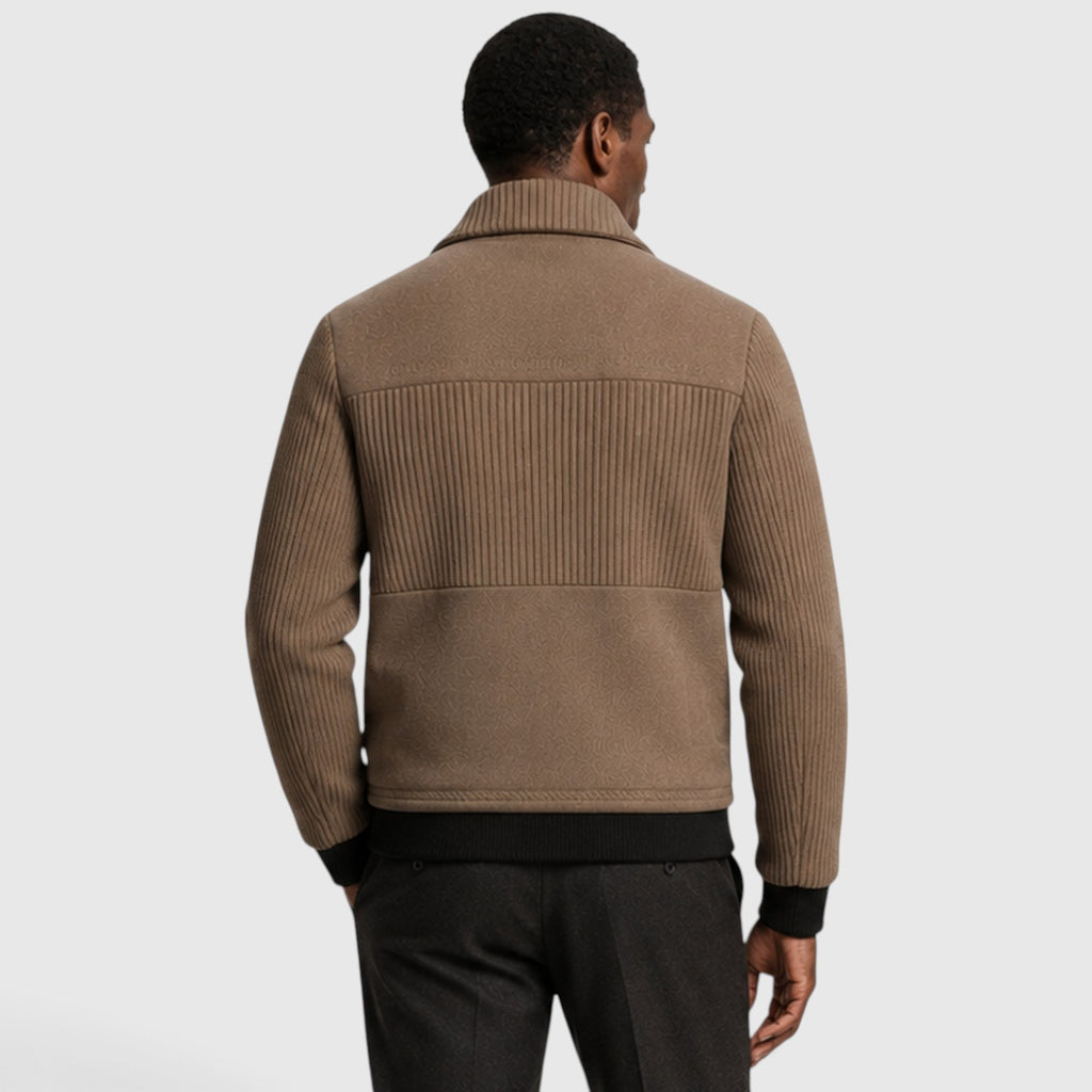 Monvaline | Men’s Ribbed Zip-Up Jacket – Warm Fleece Lined