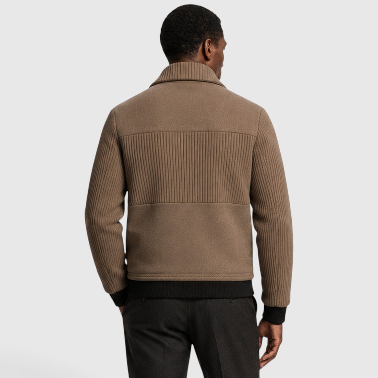 Monvaline | Men’s Ribbed Zip-Up Jacket – Warm Fleece Lined