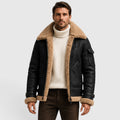 Monvaline | Men’s Shearling Leather Jacket – Faux Fur Lined