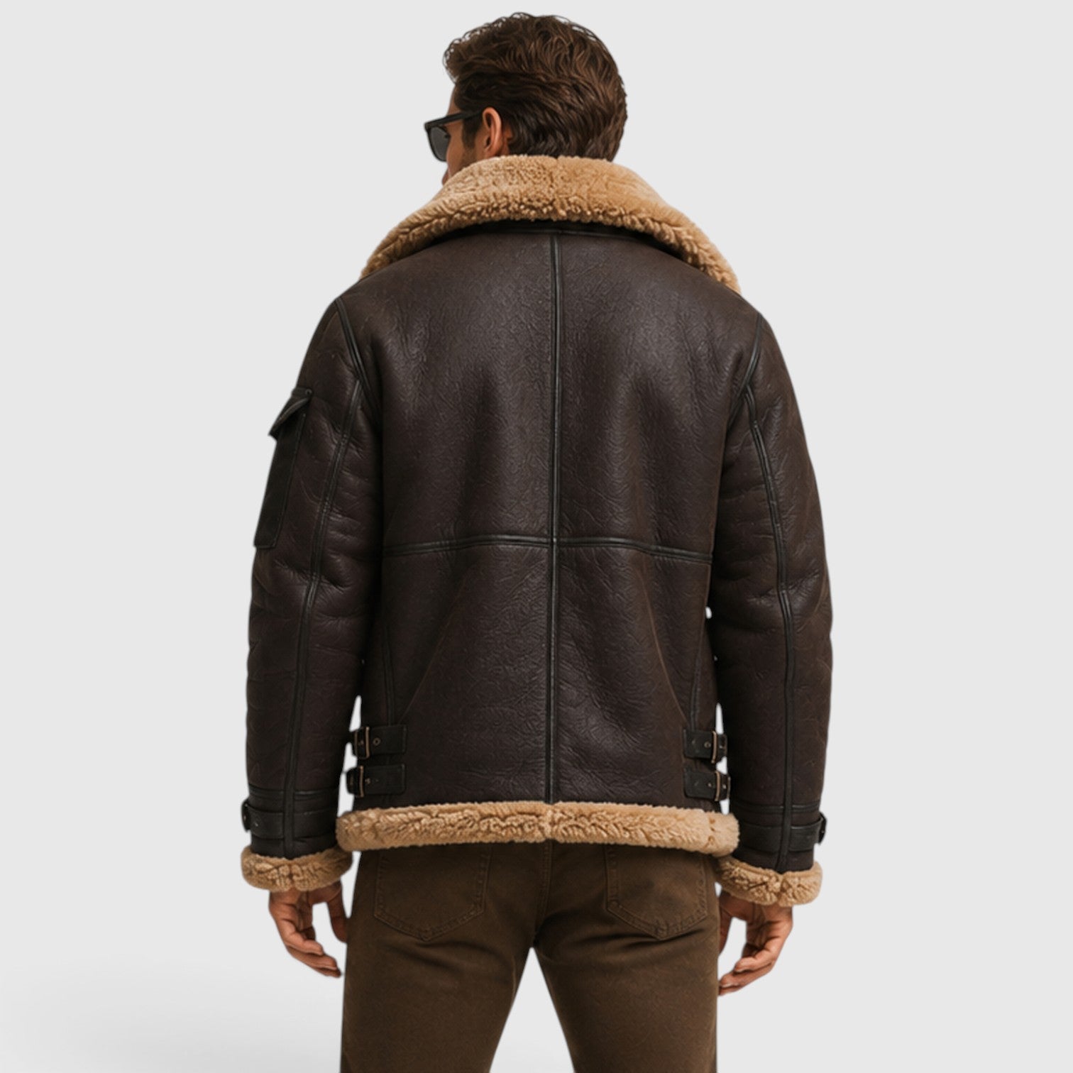 Monvaline | Men’s Shearling Leather Jacket – Faux Fur Lined