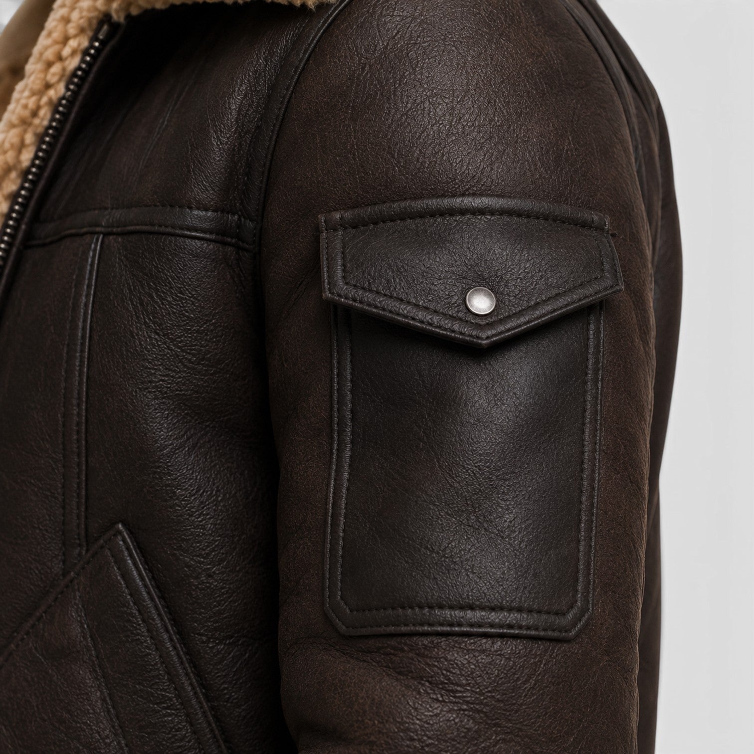 Monvaline | Men’s Shearling Leather Jacket – Faux Fur Lined