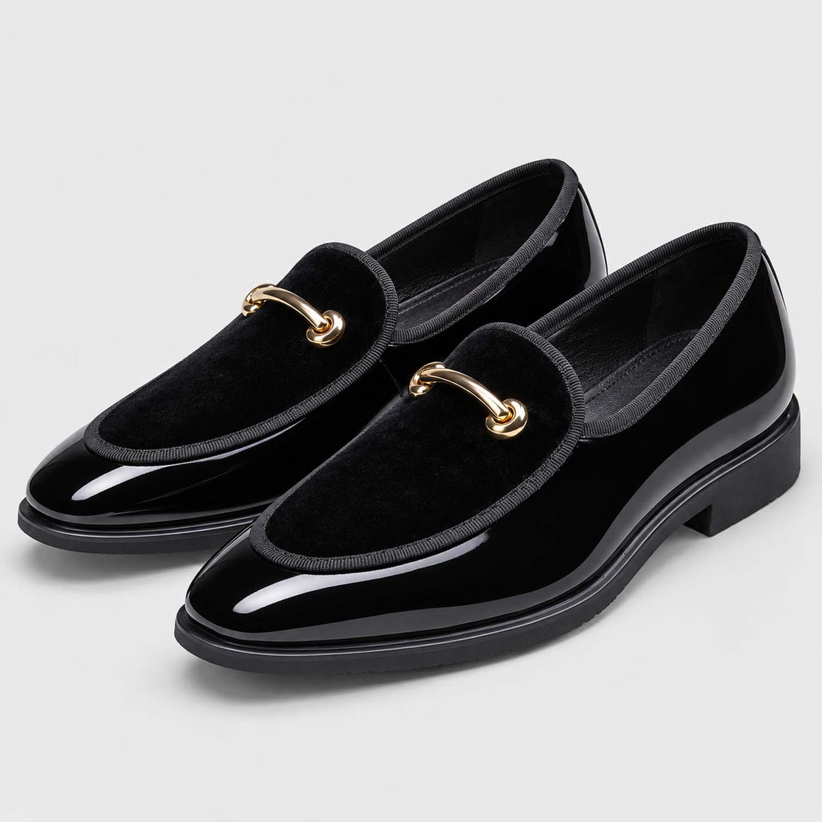 Monvaline | Men’s Slip-On Patent Leather Loafers with Cushioned Insole