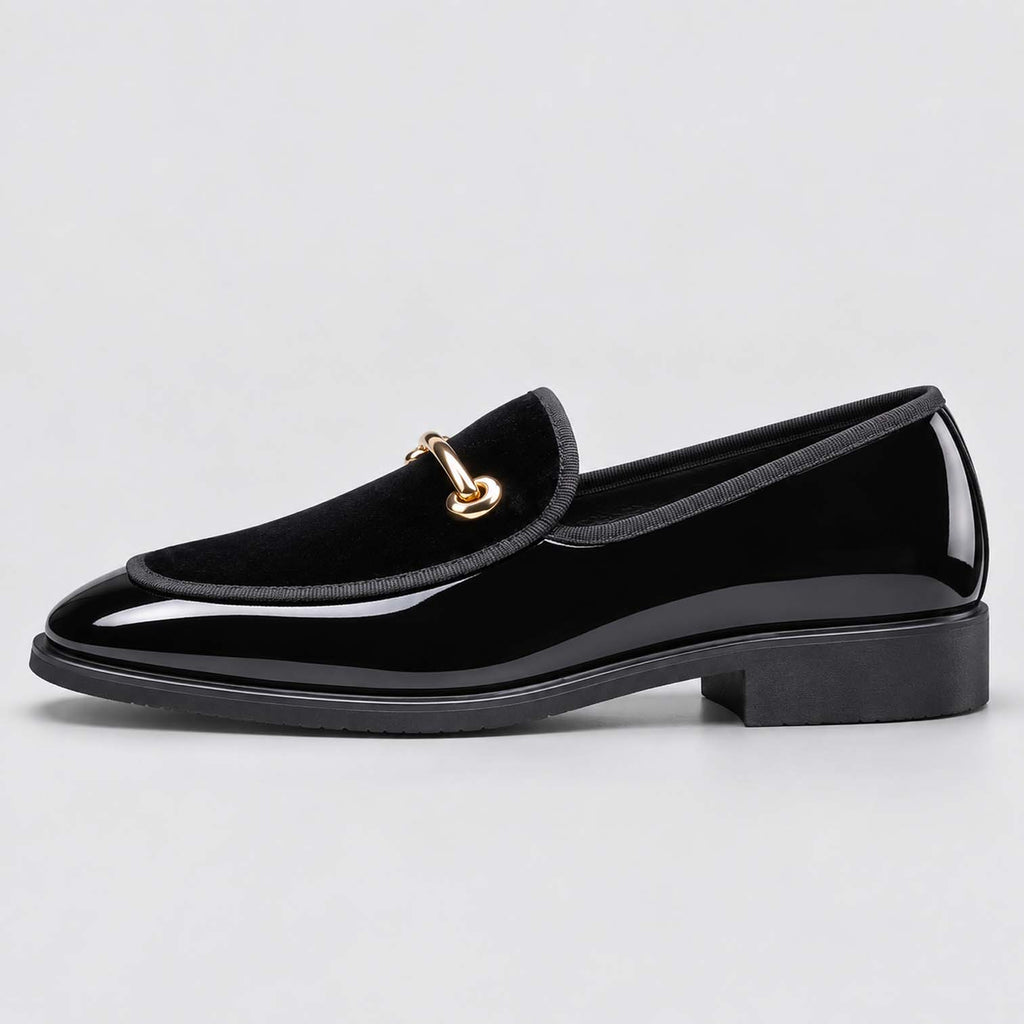 Monvaline | Men’s Slip-On Patent Leather Loafers with Cushioned Insole