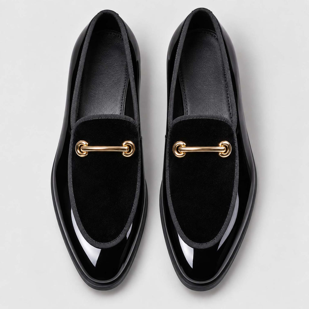 Monvaline | Men’s Slip-On Patent Leather Loafers with Cushioned Insole