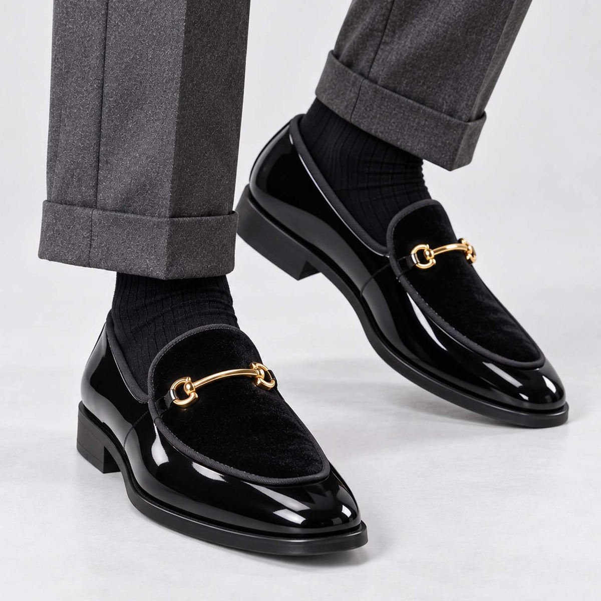 Monvaline | Men’s Slip-On Patent Leather Loafers with Cushioned Insole