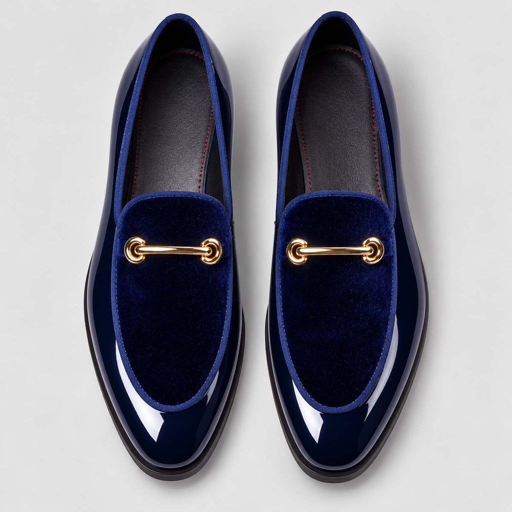 Monvaline | Men’s Slip-On Patent Leather Loafers with Cushioned Insole