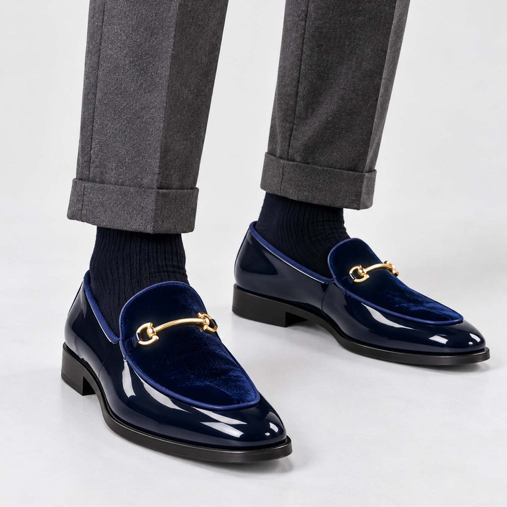 Monvaline | Men’s Slip-On Patent Leather Loafers with Cushioned Insole