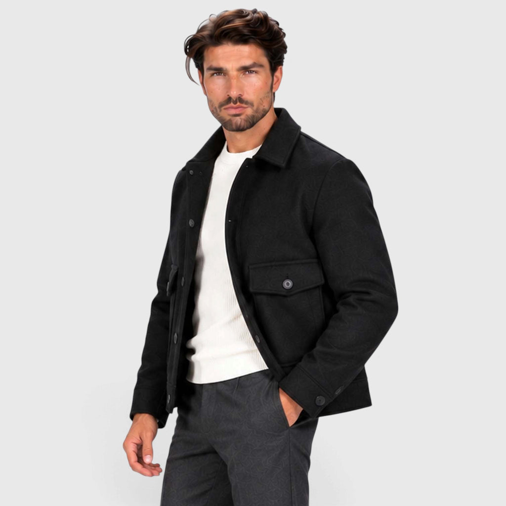 Monvaline | Men’s Smart Casual Button Up Utility Jacket with Patch Pockets