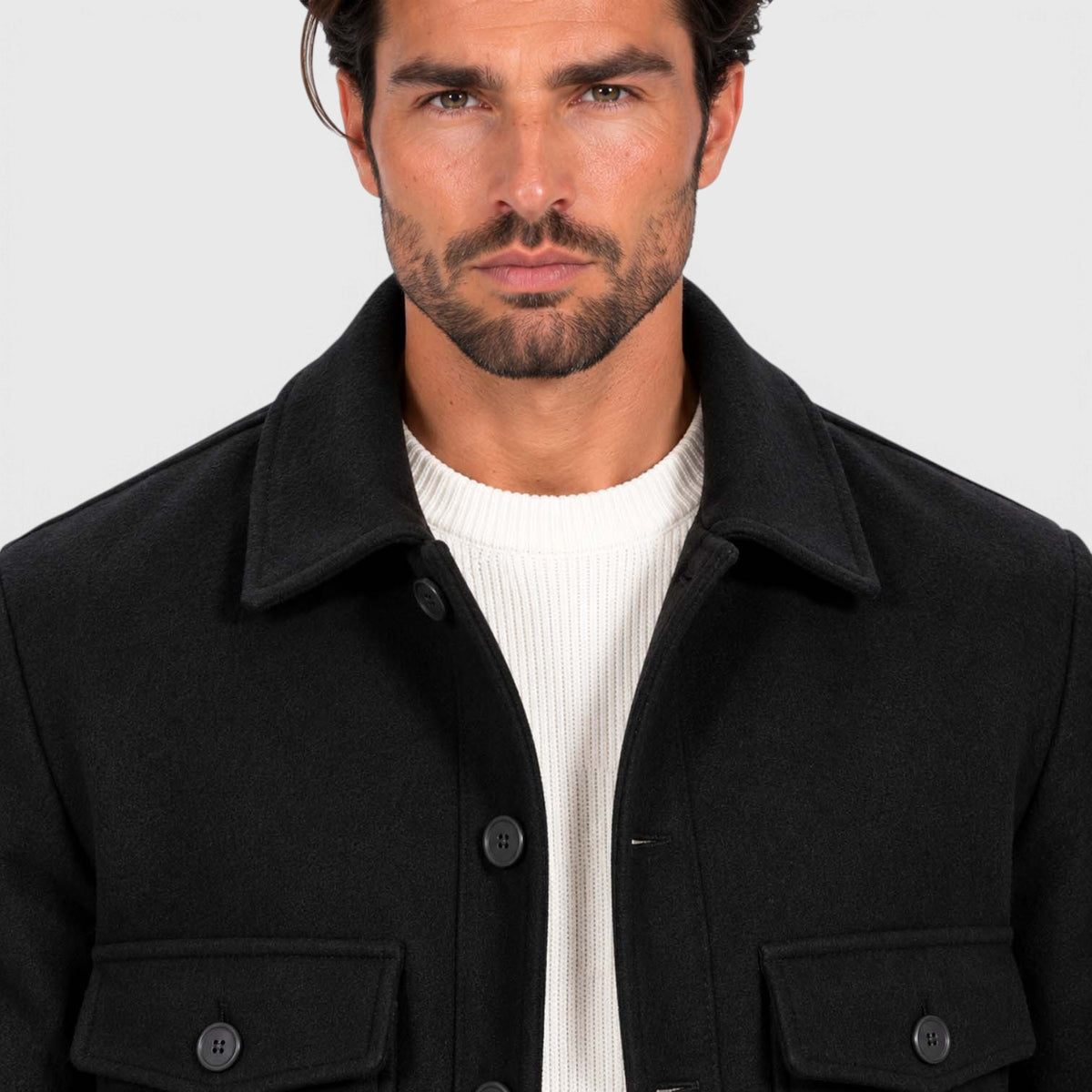 Monvaline | Men’s Smart Casual Button Up Utility Jacket with Patch Pockets