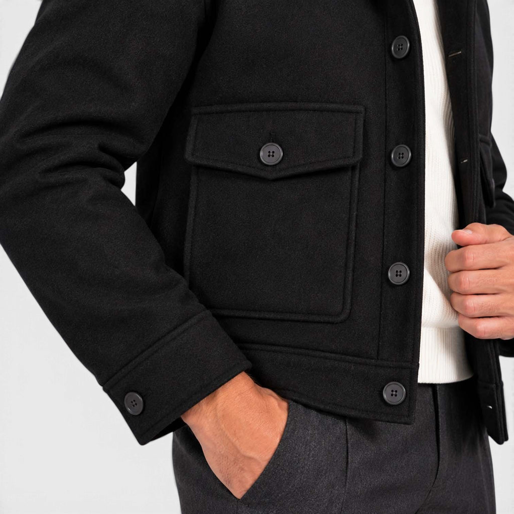 Monvaline | Men’s Smart Casual Button Up Utility Jacket with Patch Pockets