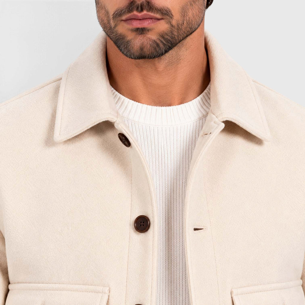 Monvaline | Men’s Smart Casual Button Up Utility Jacket with Patch Pockets